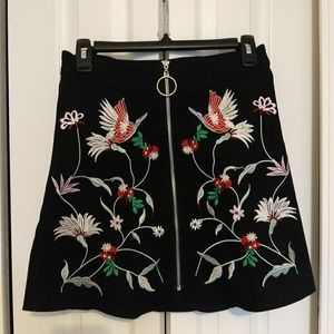 Umgee Embroidered Zipper Skirt